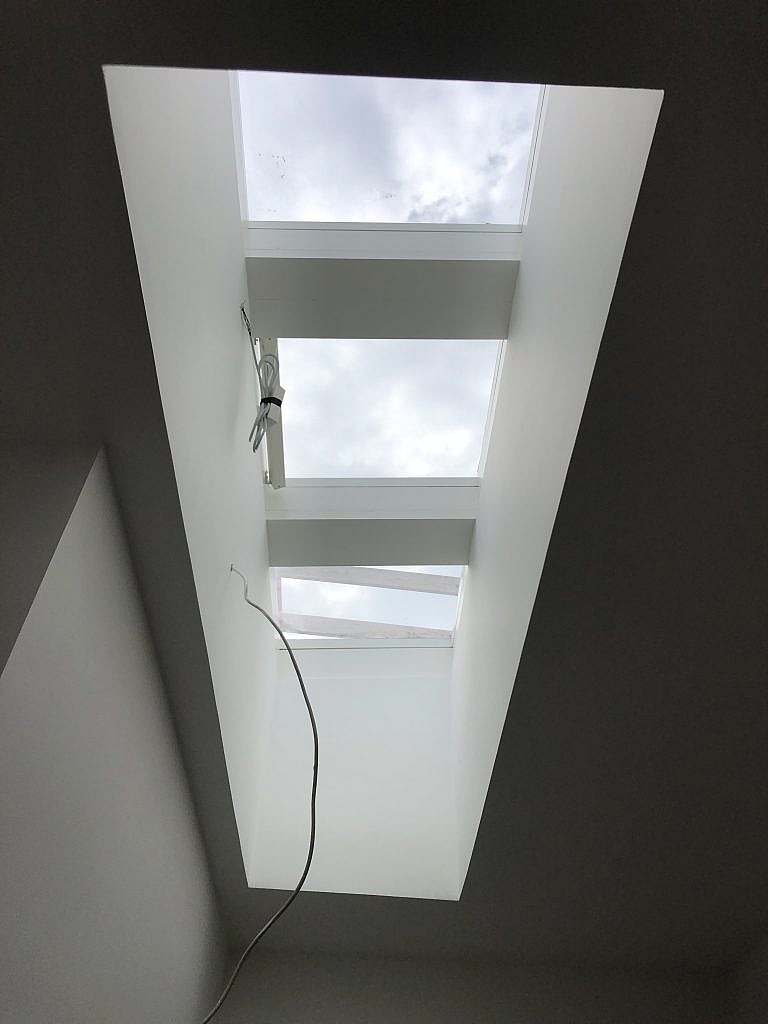 Overhead light in stairwell