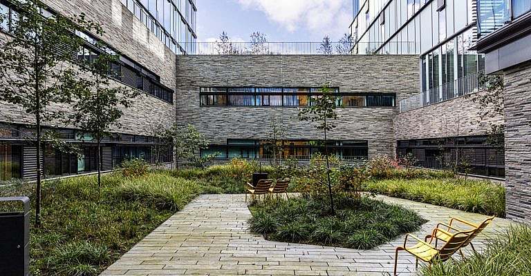 Glasblokkene courtyard landscape planning inspired by Norwegian nature